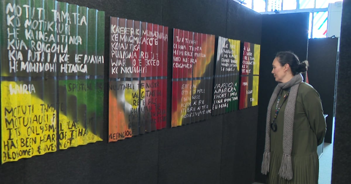 Photo of Panguru students exhibit art at Te Papa; an ode to their karani, Ralph Hotere