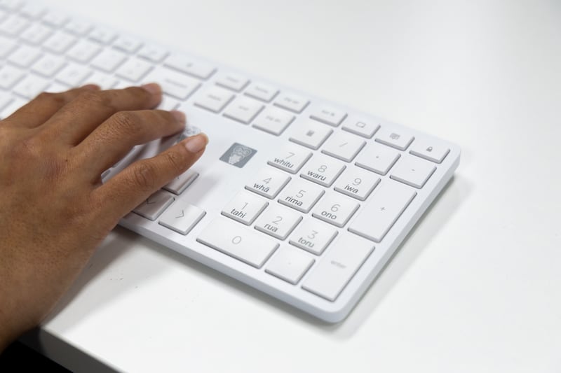 An image of the numeric keyboard of the te reo Māori keyboard developed by PB Tech