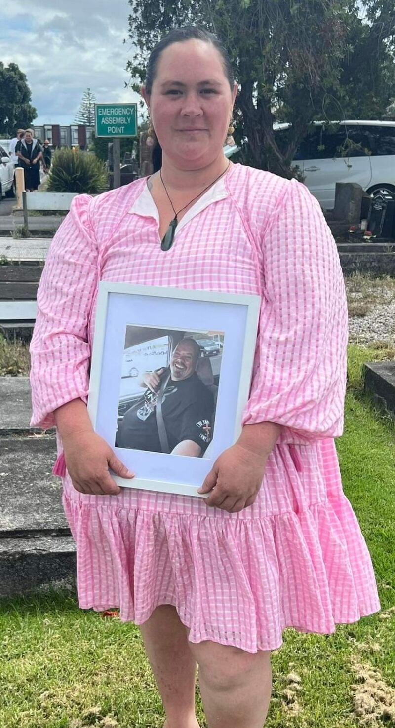 Patreece Douglas with a photo of her dad Grant.