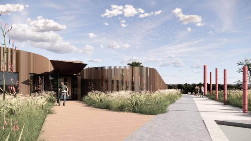 A clifftop pathway marked with pou passes the entrance to the proposed Rangitāne cultural centre.