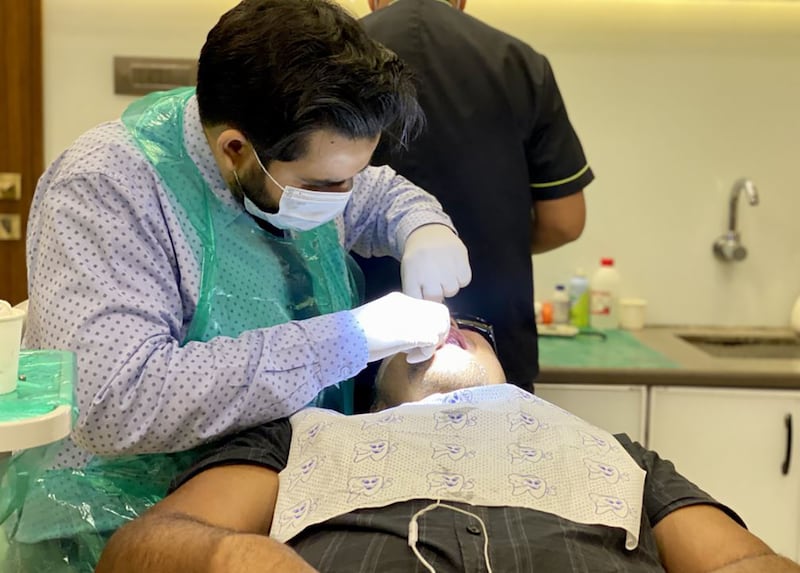 Raniera undergoing dental work in Mumbai.