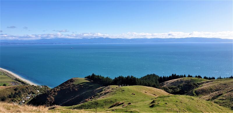 West across Tasman Bay from the hills above Glenduan, north Nelson, where Māori arrived centuries before European and English settlers.