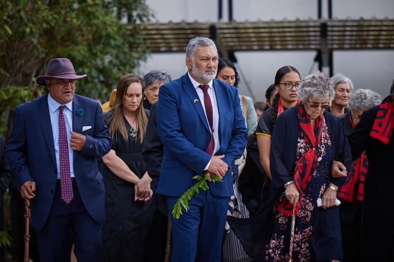 Piki Thomas at a powhiri to bless new firefighting appliances.