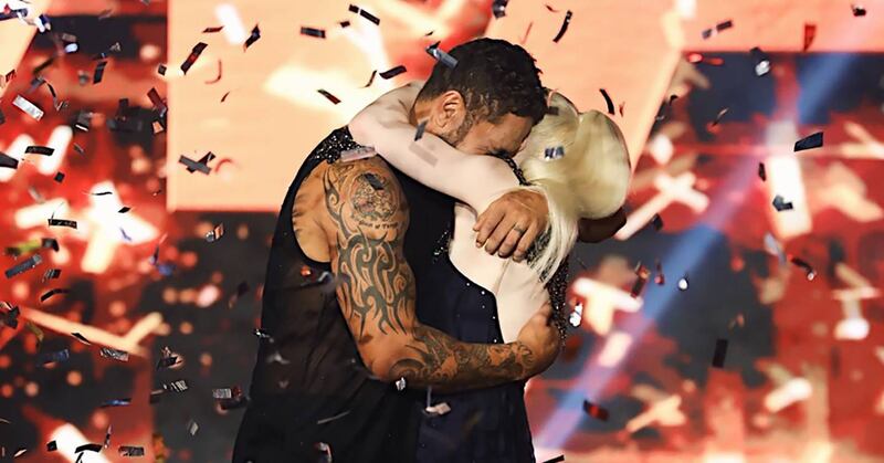 Manu Vatuvei celebrates winning Dancing With the Stars in 2019.