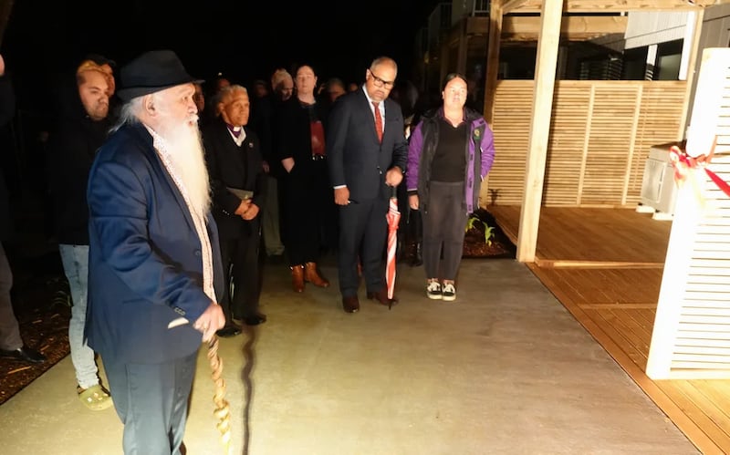 Ngāpuhi scholar Hone Sadler about to bless Kaikohe's new community housing complex, Te Kohekohe.