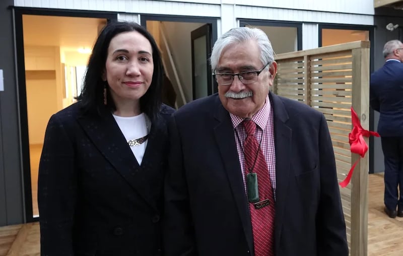 Te Hau Ora O Ngāpuhi chief executive Tia Ashby and kaumātua Fred Sadler at the opening of the new apartments.