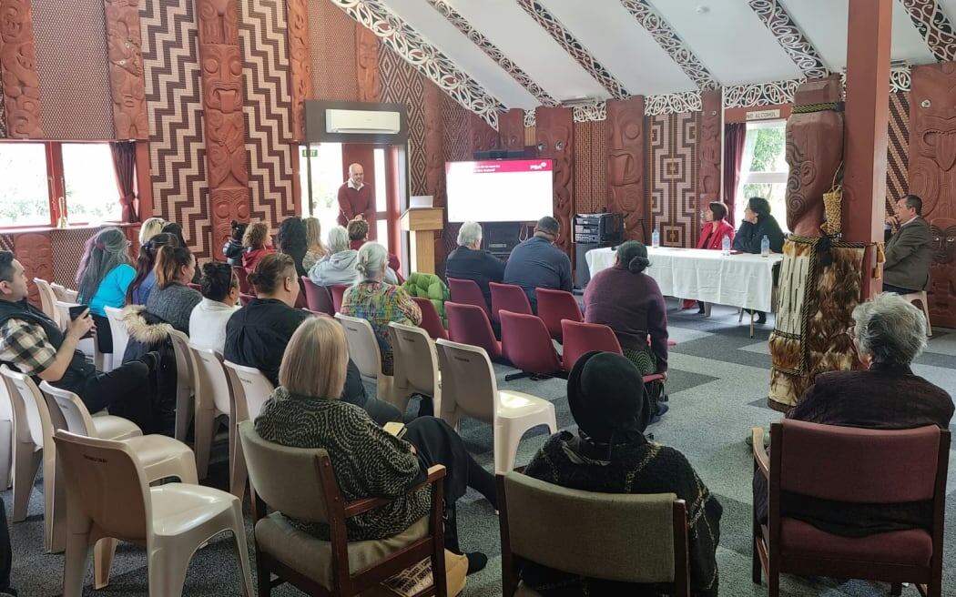 About 30 people showed up for the candidates debate facilitated by the PSA and political commentator and former Labour staffer Shane Te Pou at Ōrongomai Marae in Upper Hutt.