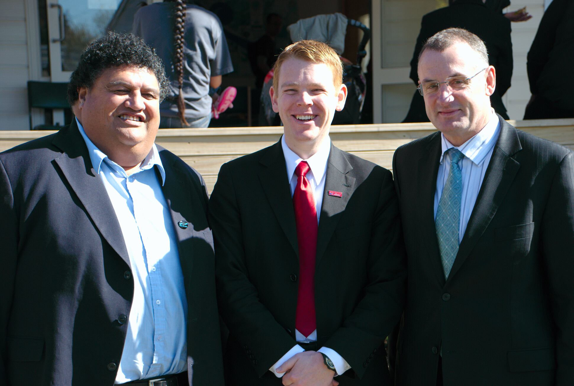 Parekura Horomia pictured by a youthful Chris Hipkins, and former MP Trevor Mallard (from left) in 2008.