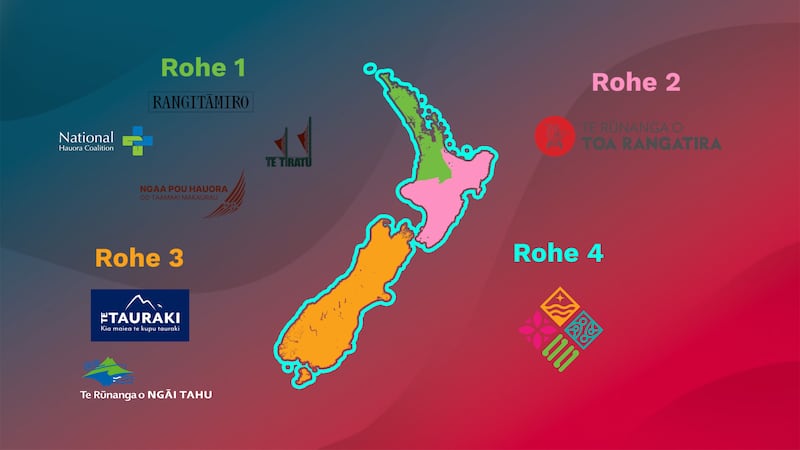 Te Puni Kōkiri's new commissioning agencies to govern Regions 1-4.